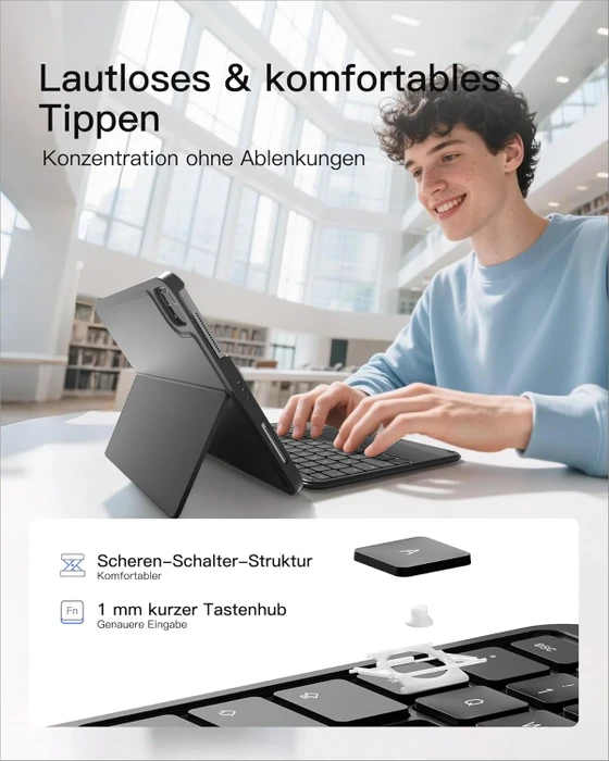 Inateck ACE Touch Ultraleicht Tastatur für iPad 10/iPad 11 A16, iPad Air 11" M2/M3, iPad Pro 11", Graphite, DE