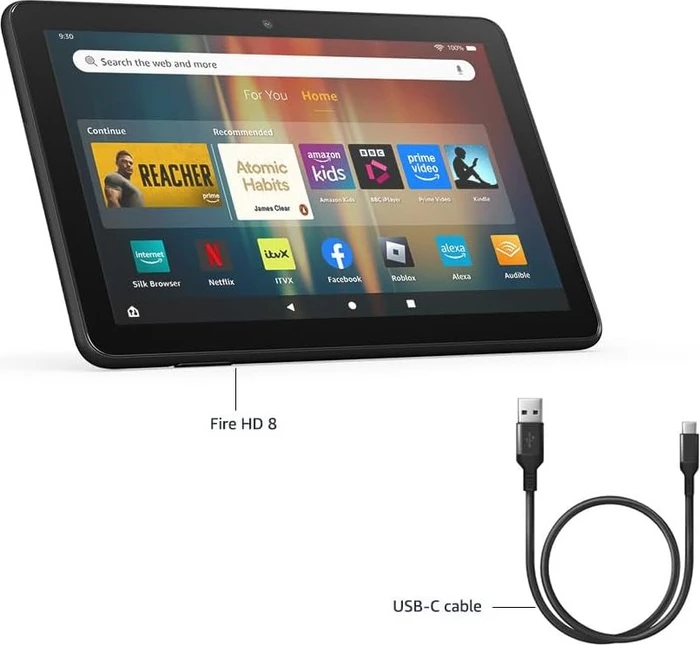 Amazon Fire HD 8 KFRAPWI 2024, mit Werbung, rosa, 32GB, Hibiscus