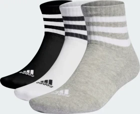 adidas 3-Streifen Cushioned Sportswear Mid-Cut Crew Socken medium grey heather/white/black, 3 Paare
