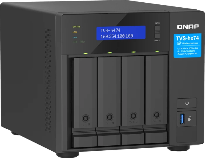 QNAP QuTS hero TVS-h474-PT-8G, 8GB RAM, 2x RJ-45 2.5GBase-T, 1x USB-C 3.1