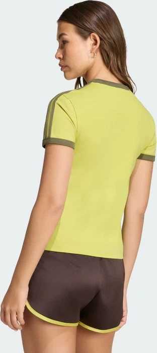 adidas 3-Streifen Slim T-Shirt kurzarm preloved lime/olive strata (Damen)