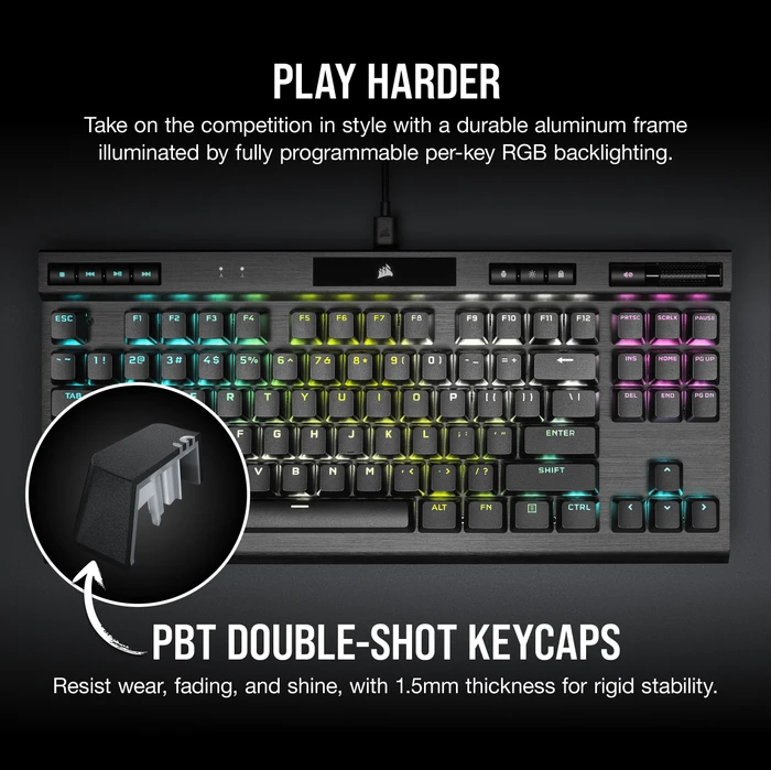 Corsair Gaming K70 RGB TKL - Champion Series, MX SPEED RGB Silver, USB, DE