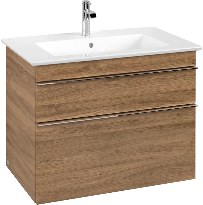 Villeroy & Boch Venticello Waschbeckenunterschrank für Becken mittig 2 Auszüge 753x590x477mm kansas oak/chrome