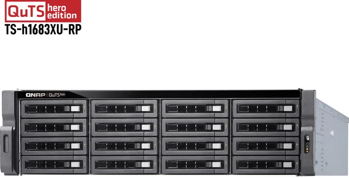 QNAP QuTS hero TS-h1683XU-RP-E2236-128G, 128GB RAM ECC, 2x SFP+ 10Gb/s, 2x RJ-45 10GBase-T, 3HE