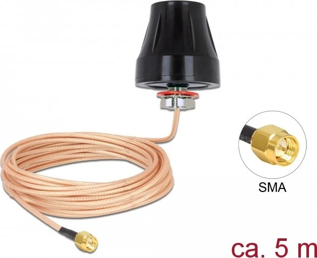 DeLOCK LTE Outdoor-Antenne, 2.1GHz/900MHz, 2dBi, RP-SMA, omnidirektional, schwarz