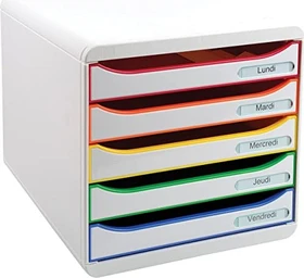 Exacompta Big Box Plus Schubladenbox, 5 Schubladen, Harlekin weiß