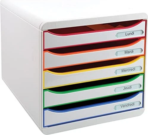 Exacompta Big Box Plus Schubladenbox, 5 Schubladen, Harlekin weiß