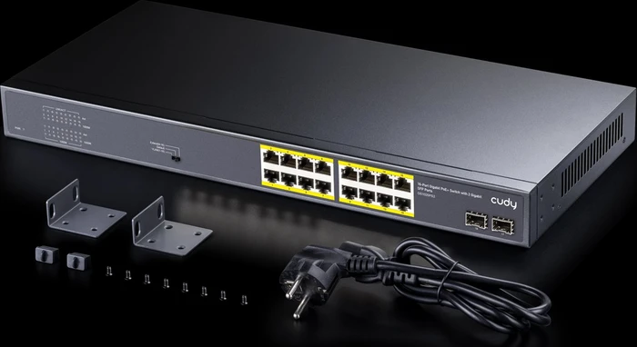 Cudy GS100 Series Rackmount Gigabit Switch, 16x RJ-45, 2x SFP, 200W PoE+