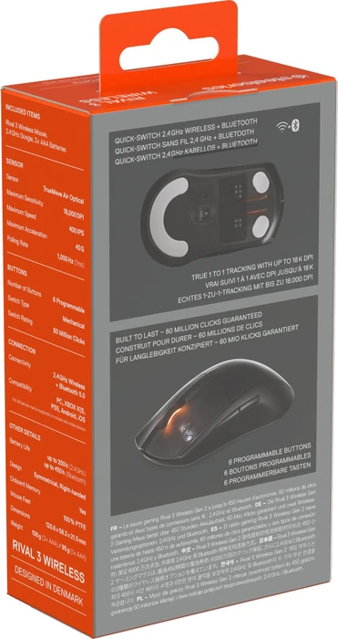SteelSeries Rival 3 Wireless Gen 2, schwarz, USB/Bluetooth