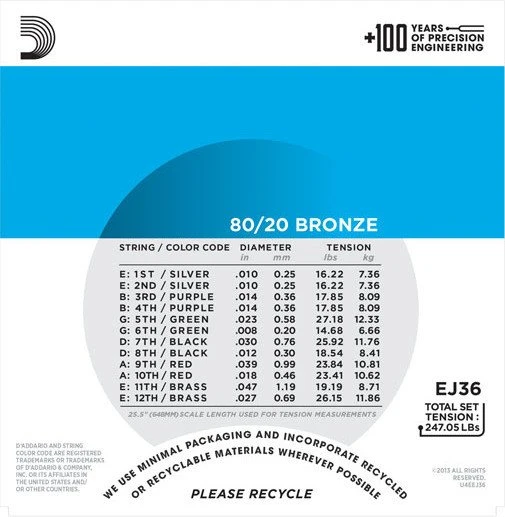 D'Addario 80/20 Bronze 12-String Light