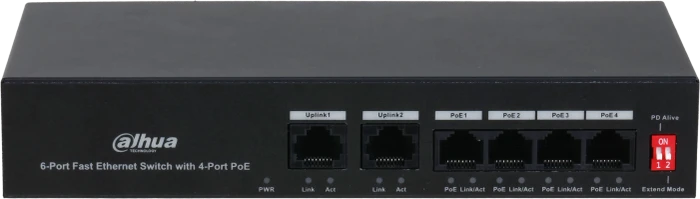 Dahua PFS30 Desktop Switch, 6x RJ-45, 36W PoE+
