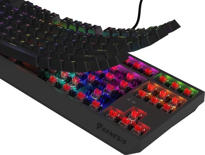Genesis Thor 230 TKL Lite, schwarz, LEDs RGB, hot-swap, Outemu Red, USB, US