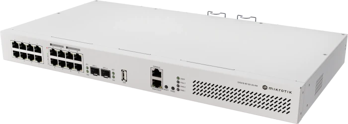 MikroTik Cloud Router Switch CRS418 Rackmount Gigabit Managed Switch, 16x RJ-45, 2x SFP+, 150W PoE+