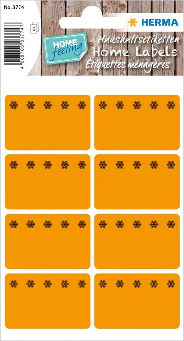 Herma Tiefkühletiketten Eiskristalle, 26x40mm, orange, 6 Blatt (48 Etiketten)