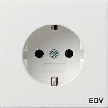 Gira SCHUKO-Steckdose 16A 250V mit Aufdruck "EDV", reinweiß glänzend