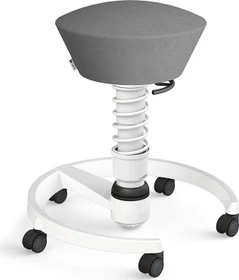 Aeris Swopper New Edition Bürohocker mit Rollen, Feder Standard, Gestell Alu weiß, Bezug Mikrofaser Comfort grau