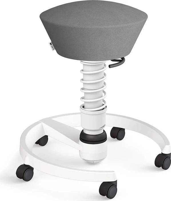 Aeris Swopper New Edition Bürohocker mit Rollen, Feder Standard, Gestell Alu weiß, Bezug Mikrofaser Comfort grau