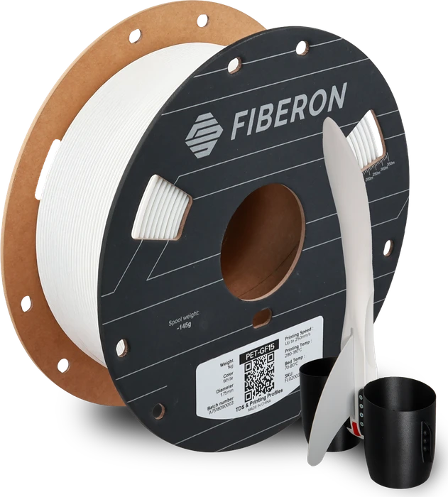 Polymaker Fiberon PET-GF15 PET, weiß, Spule, 1.75mm, 1.00kg