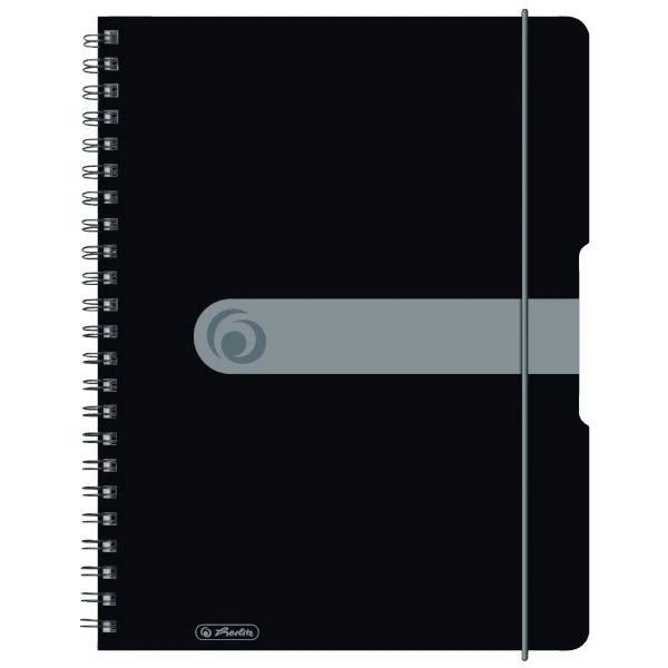 Herlitz Spiralblock to go, A4, kariert, schwarz, 80 Blatt