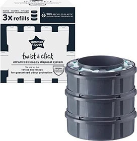 Tommee Tippee Twist & Click Advanced Nachfüllkassette für Windeleimer, 3 Stück