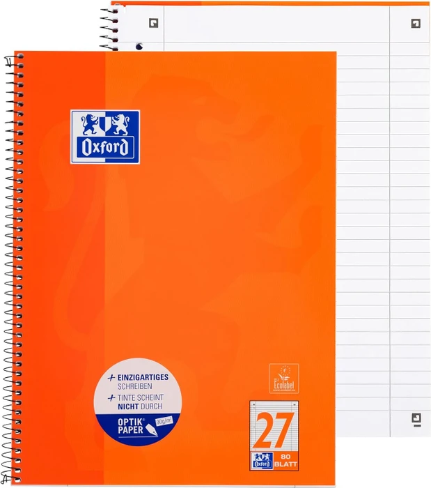 Collegeblock 400086493 touch, Lineatur 27 / liniert mit Rand innen/außen, A4+, 90g, rot, 80 Blatt 4006140021390 Oxford
