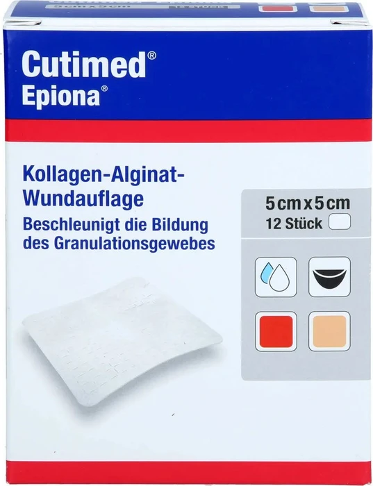 BSN medical Cutimed Epiona Kollagen-Alginat-Wundauflage, 5 x 5cm, 12 Stück