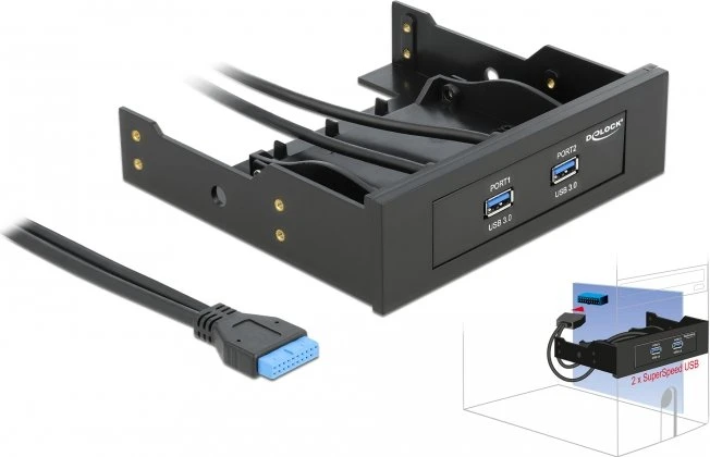 DeLOCK 3.5"/5.25" Frontpanel, 2x USB-A 3.0