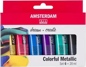 Royal Talens Amsterdam Colorful Metallic Acrylfarben, 6 Farben, 20ml
