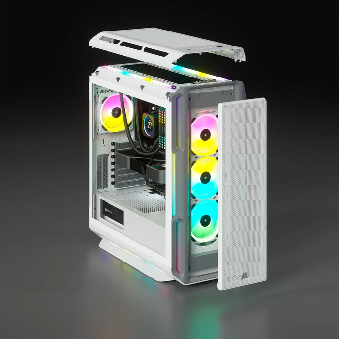 Corsair iCue 5000T RGB TG, weiß, Glasfenster