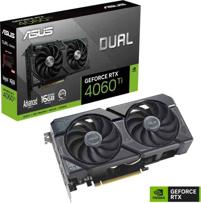 ASUS Dual GeForce RTX 4060 Ti Advanced, DUAL-RTX4060TI-A16G, 16GB GDDR6, HDMI, 3x DP