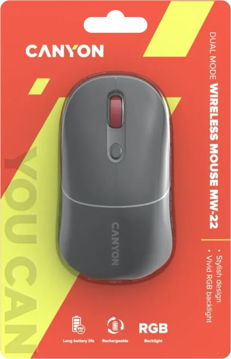 Canyon OnClick 22 / MW-22 Dual-Mode Wireless Mouse grau, USB/Bluetooth