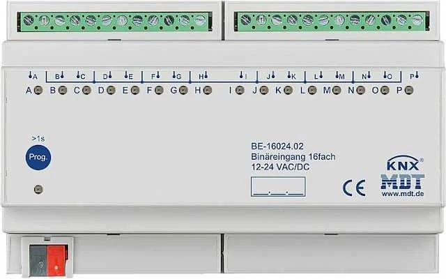 MDT Binäreingang BE 16-fach, 8TE REG, Eingänge 24V