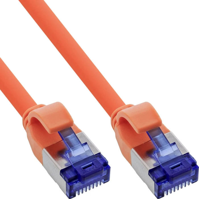 InLine Patchkabel Slim, PoE 87W, TPE (LSZH) flexibel, Cat6a, S/FTP, RJ-45/RJ-45, 15m, orange (74915O) – Bild 2 von 2