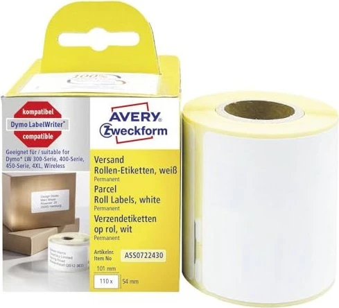 Avery-Zweckform Endlosetiketten kompatibel zu Dymo 99014, 54x101mm, weiß, 1er-Pack (110 Etiketten)