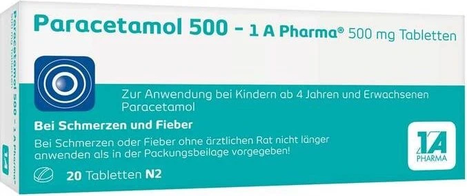 Paracetamol 500 - 1 A Pharma 500 mg Tabletten, 20 St Image