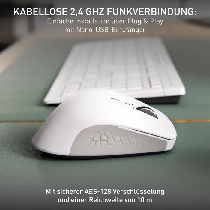 Cherry MSW Stream Mouse Comfort Wireless, weiß, USB