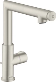 Hansgrohe Axor Uno Waschbeckenarmatur Select 220 mit Zugstangen-Ablaufgarnitur edelstahloptik