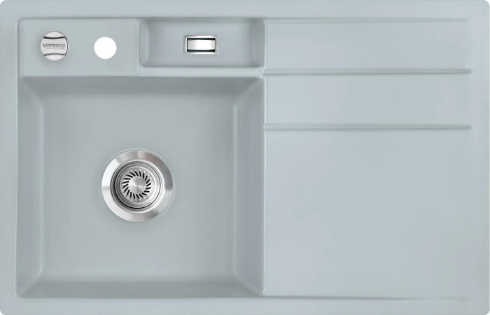 systemceram Bela 78 F Einbau Becken links mit Ablauffernbedienung titan