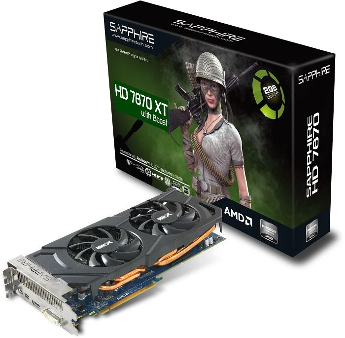 Sapphire Radeon HD 7870 XT Boost, 2GB GDDR5, DVI, HDMI, 2x mDP, lite retail