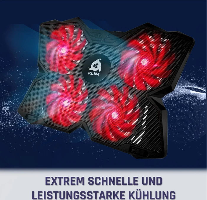 Klim Wind Laptop Cooling Pad, Notebook-Stand/Notebook-Kühler 11-19", schwarz/rot