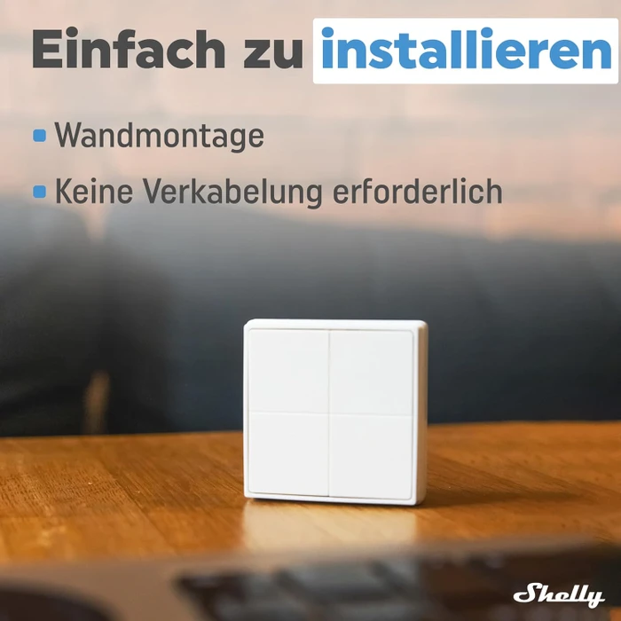 Shelly BLU Wall Switch 4 Stand Alone, weiß