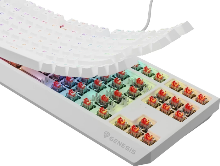 Genesis Thor 230 TKL, weiß, LEDs RGB, hot-swap, Outemu Red, USB, US