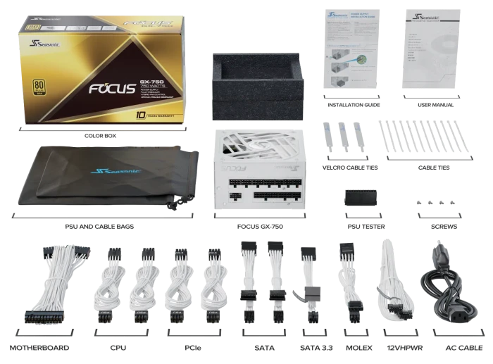 Seasonic Focus GX White Edition 750W, ATX 3.0