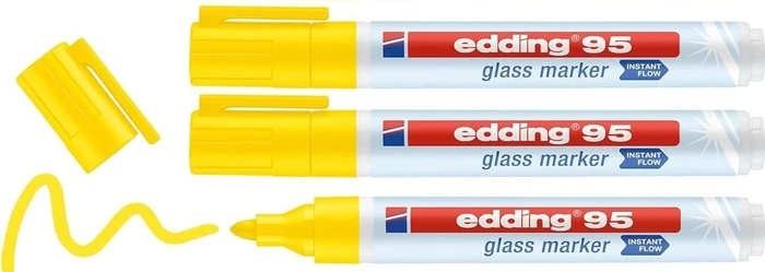 edding 95 Glasmarker gelb, 3er-Pack