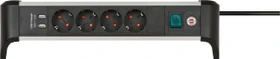 Brennenstuhl Alu-Office-Line Tischsteckdose mit USB-Ladefunktion, 4-fach, 1.8m, schwarz/silber