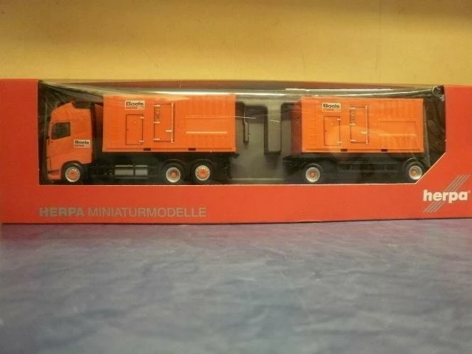 Herpa Volvo FH GL XL Hakenlift-Hängerzug mit 2 Stromaggregaten Boels