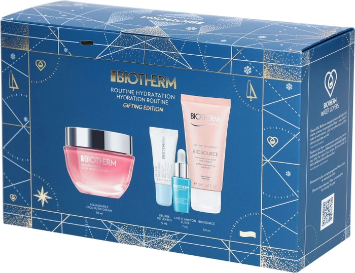 Biotherm Aquasource Cica Nutri Xmas Gesichtscreme 50ml + Reinigungsschaum 50ml + Serum 7ml + Lippenpflege 5ml Geschenkset