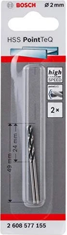 Bosch Professional HSS PointTeQ Spiralbohrer, 2x24x49mm, 2 Stück