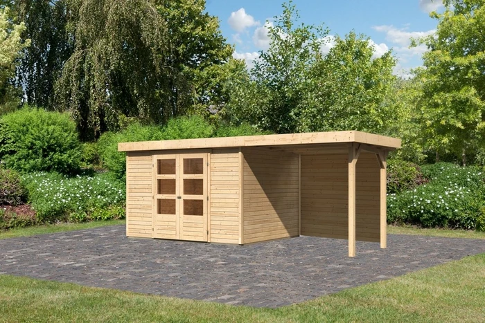 Karibu Askola 5 Gartenhaus inkl. Anbau 2.4m + Rückwand natur
