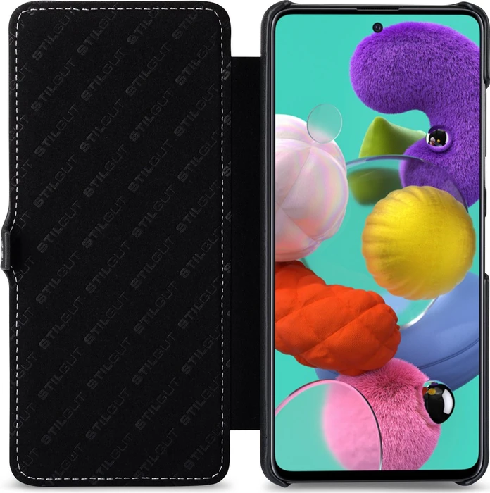Stilgut Book Type Leather Case Clip Nappa für Samsung Galaxy A51 schwarz